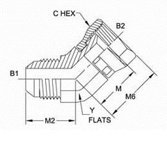 美制JIC螺紋37°彎管接頭6502系列結構圖